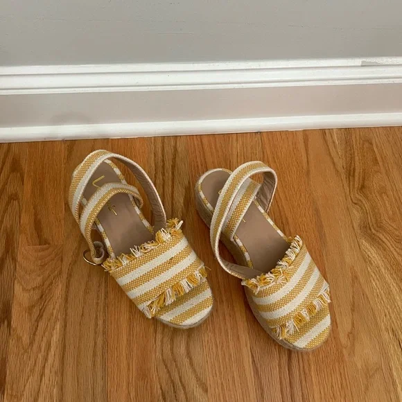 Lulus Espadrille Platform Sandals Daphnie Yellow and Beige Striped Espadrilles - Picture 3 of 3
